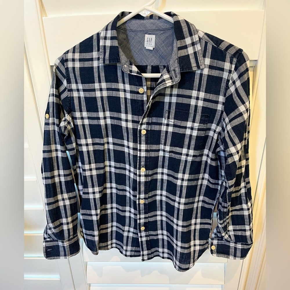 Gap boys linen blend long sleeve button down shirt size XL